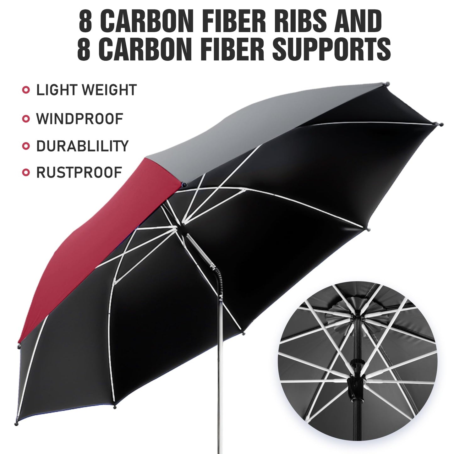 NBtoUS 2 Pack Chair Beach Umbrella with 360 Universal Clamp, UPF50+ Umbrella Outdoor Patio Sun Protection for Chairs, Beach &Patio Use (Grey/Wine Red)