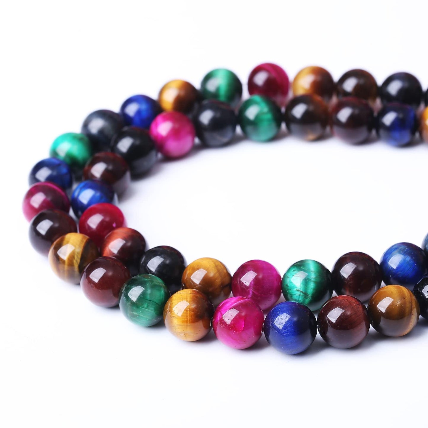 45PCS 8MM AAA Colorful Tiger Eye Stone Beads Natural Gemstone Bead Crystal Healing Energy Jewelry Making DIY 15 inches