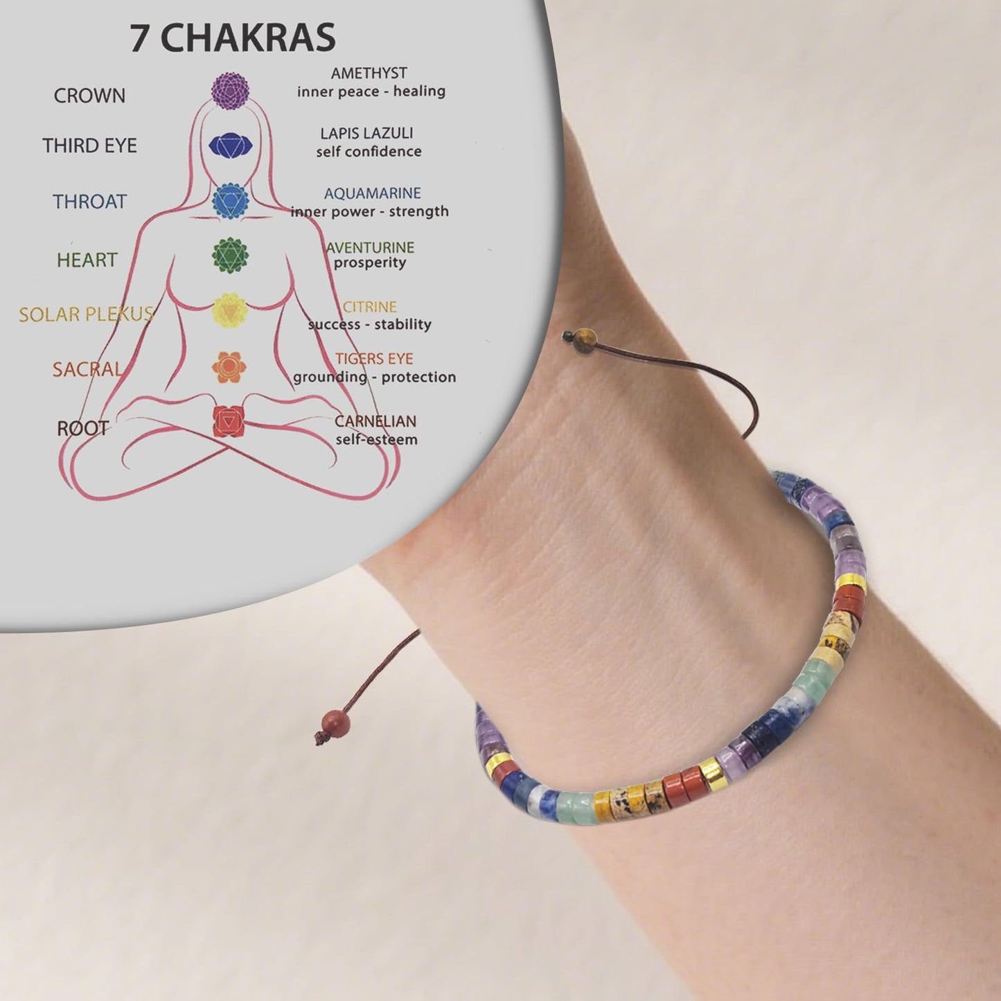 Vyooxcy Chakra Bracelets for Women，7 Chakra Bracelet Crystal Beaded Healing Bracelet for Women Spiritual Bracelets ，Healing Crystals Meditation Relax Women Anxiety