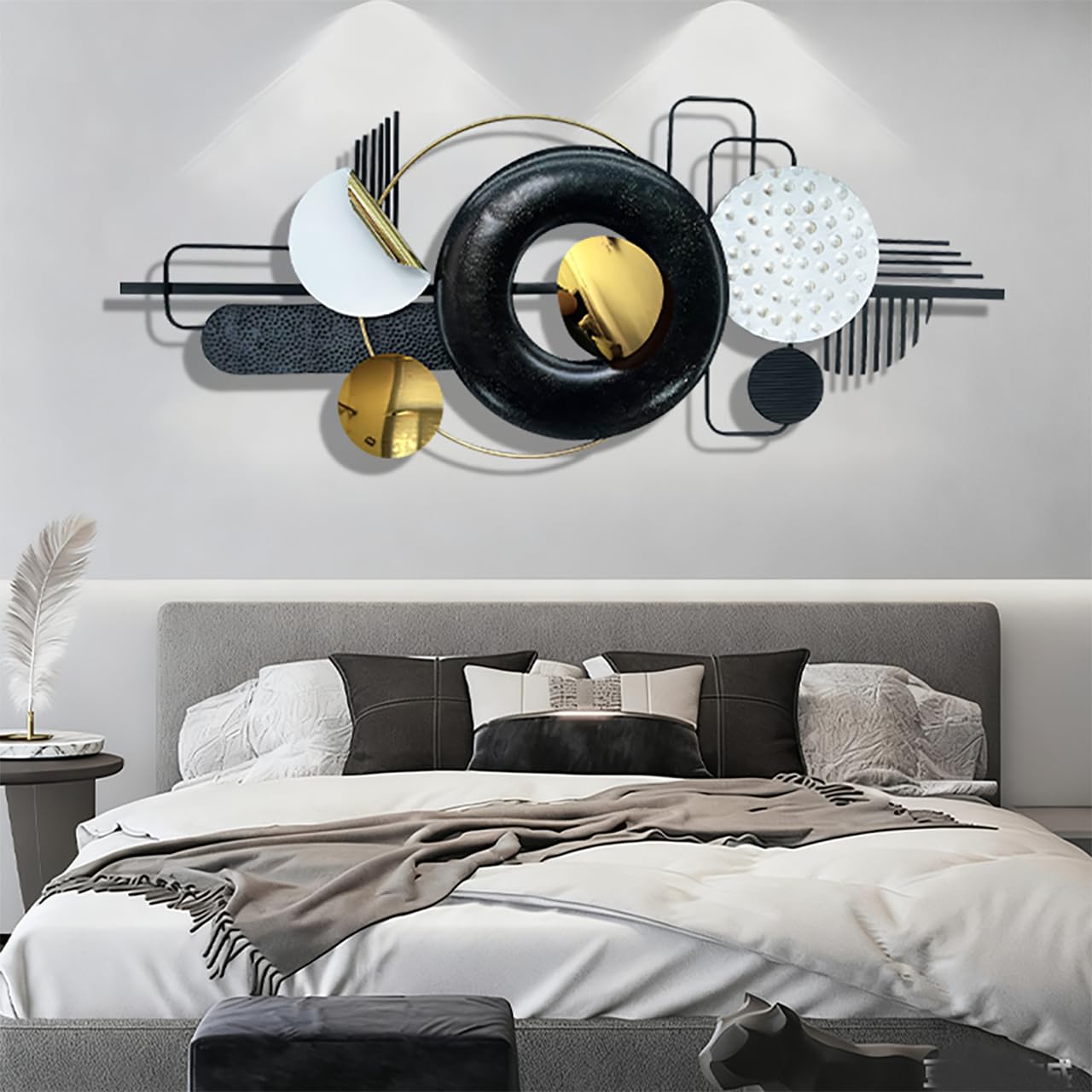 Ironelle Abstract Metal Wall Art Modern Metal Wall Sculptures Large 59" x 25" 3D Textured Black Wall Decor for Living Room Bedroom Office Kitchen Hallway Dining Room Wall Hanging Decor