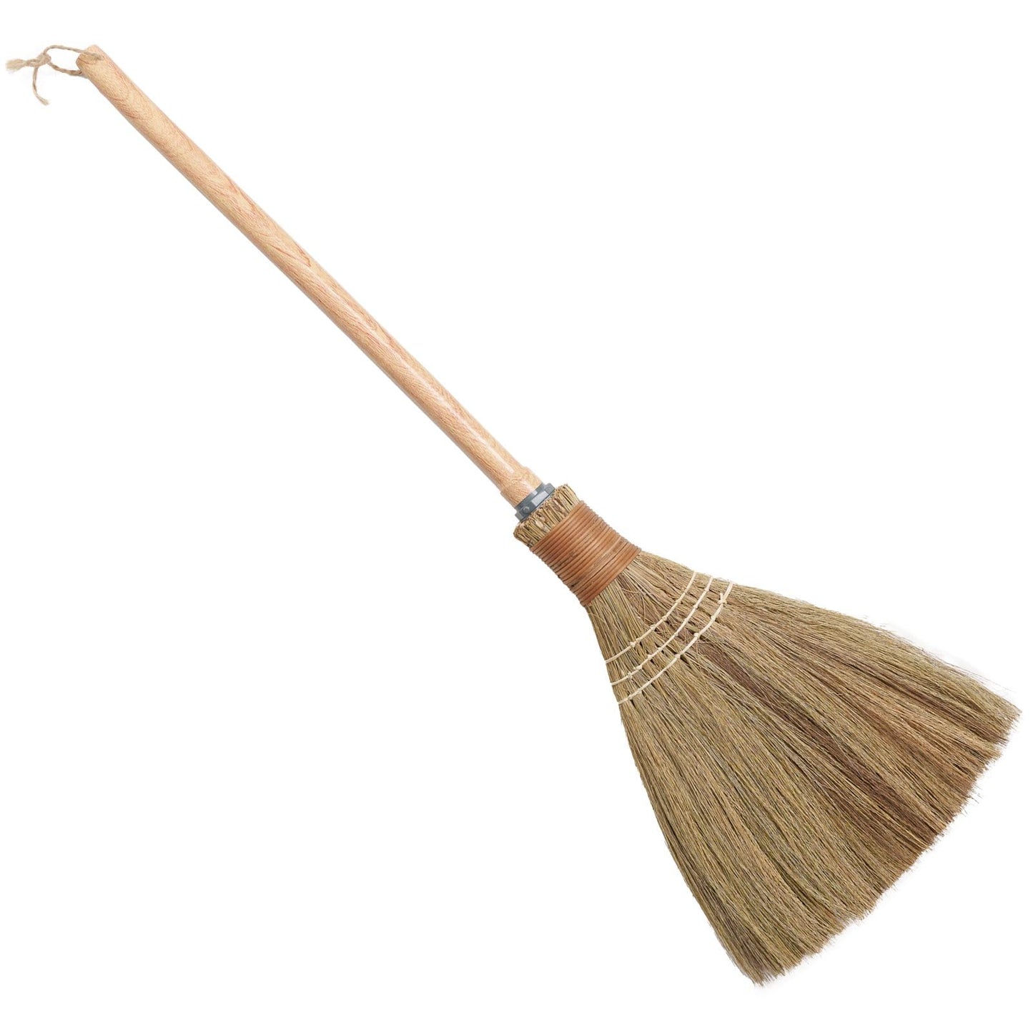 BMart Home Small Natural Whisk Sweeping Hand Handle Broom - Vietnamese Straw Soft Broom for Cleaning - Decoration Items - Indoor - Outdoor - 9.84'' Width, 27.95" Length