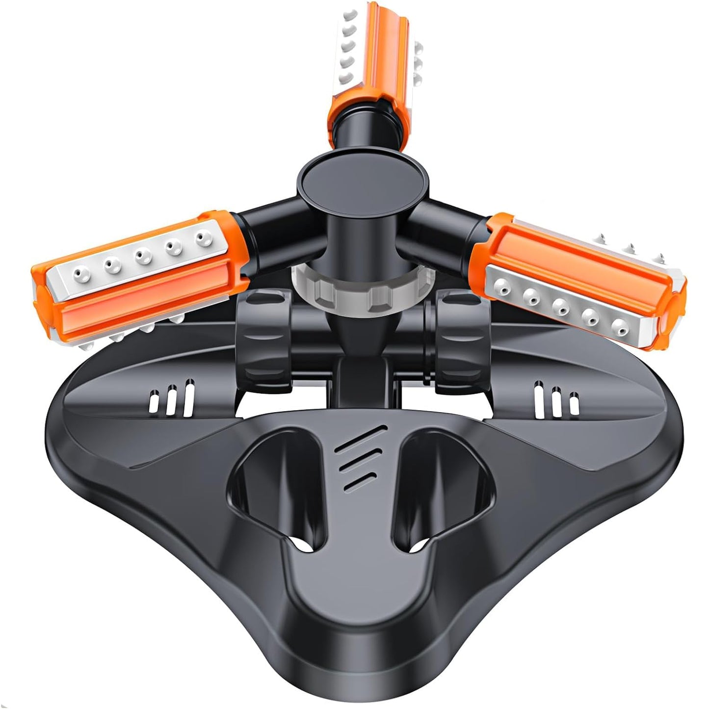 WOVUU Garden Sprinkler,Upgrade Lawn Sprinklers Automatic 360 Degree Rotating Irrigation Grass Water Sprayer System,Garden Hose Sprinkler for Yard/Built in 36 Units Angle Spray Nozzles(Orange)-1Pack