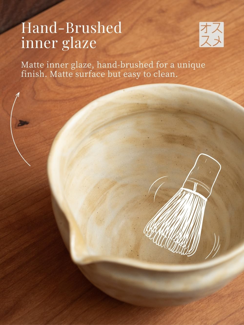 WUSEI 6-pcs Japanese Matcha Whisk Set with Handmade Wabi-Sabi Ceramic Bowl(Chawan),Bamboo Chasen, Whisk Holder, Scoop, Sifter & Tea Towel,Matcha Ceremony Kit,(Sandstone Reactive Glaze)