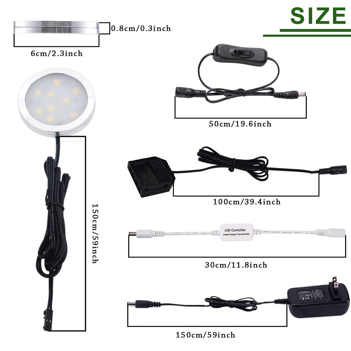 AIBOO LED Under Cabinet Lighting Kit 4 Packs 12V Low Profile Puck Lights with Dimmable Wireless RF Remote for Kitchen, Counter, Gun Safe Lighting(Warm White)