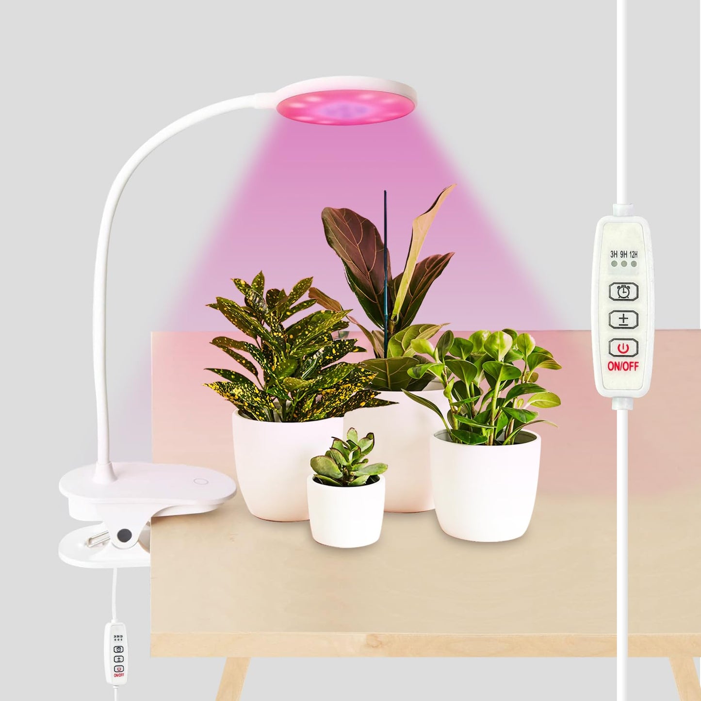 RiverLux LED Grow Light for Indoor Plants, 360 Degree Adjustable Gooseneck with Blue Red LEDs, Clip Plant Growing Lamp, Succulent Light, 5-Level Dimmable, with 3/9/12H Auto On Off Timer
