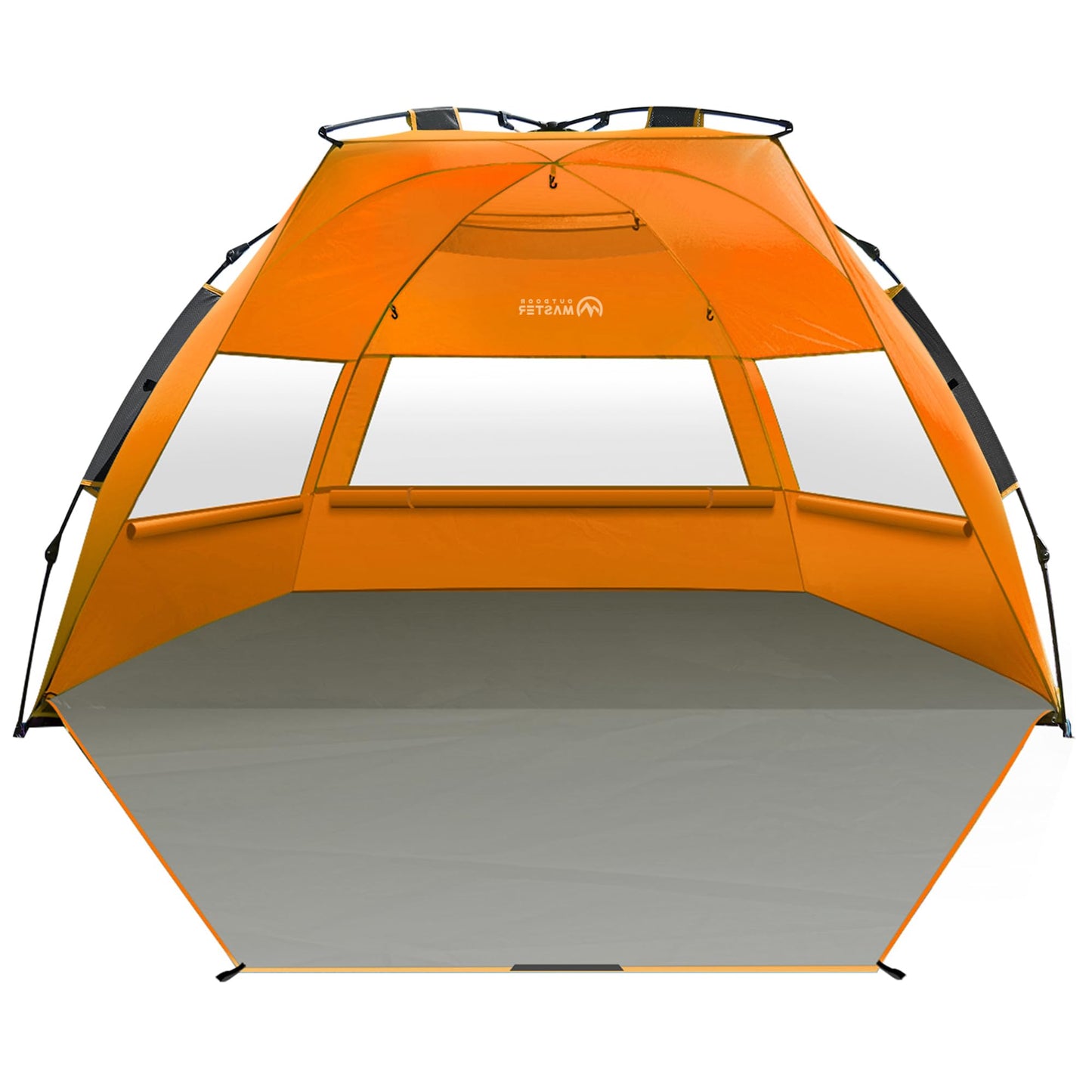 OutdoorMaster Beach Tent Sun Shelter for 3-4 Person, Pop Up Beach Tent Easy Setup with Sandbags, Portable Sun Shade Canopy with Carrying Bag for Beach & Outdoor, UPF50+ UV Protection - Orange