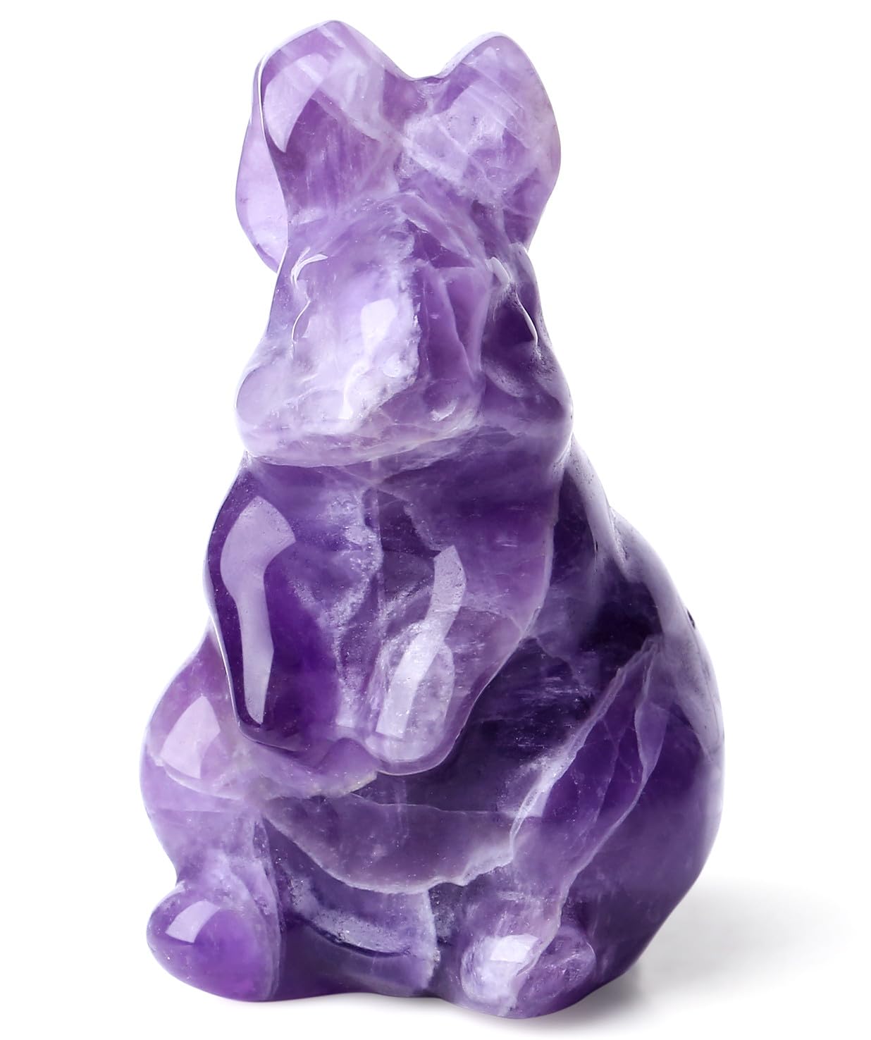QINJIEJIE 2" Easter Decor Amethyst Bunny Statue Crystals Rabbit Figurine Healing Stones Natural Gemstones Polished Pocket Purple Bunny Decor for Home Spring Easter Gifts for Mom Women