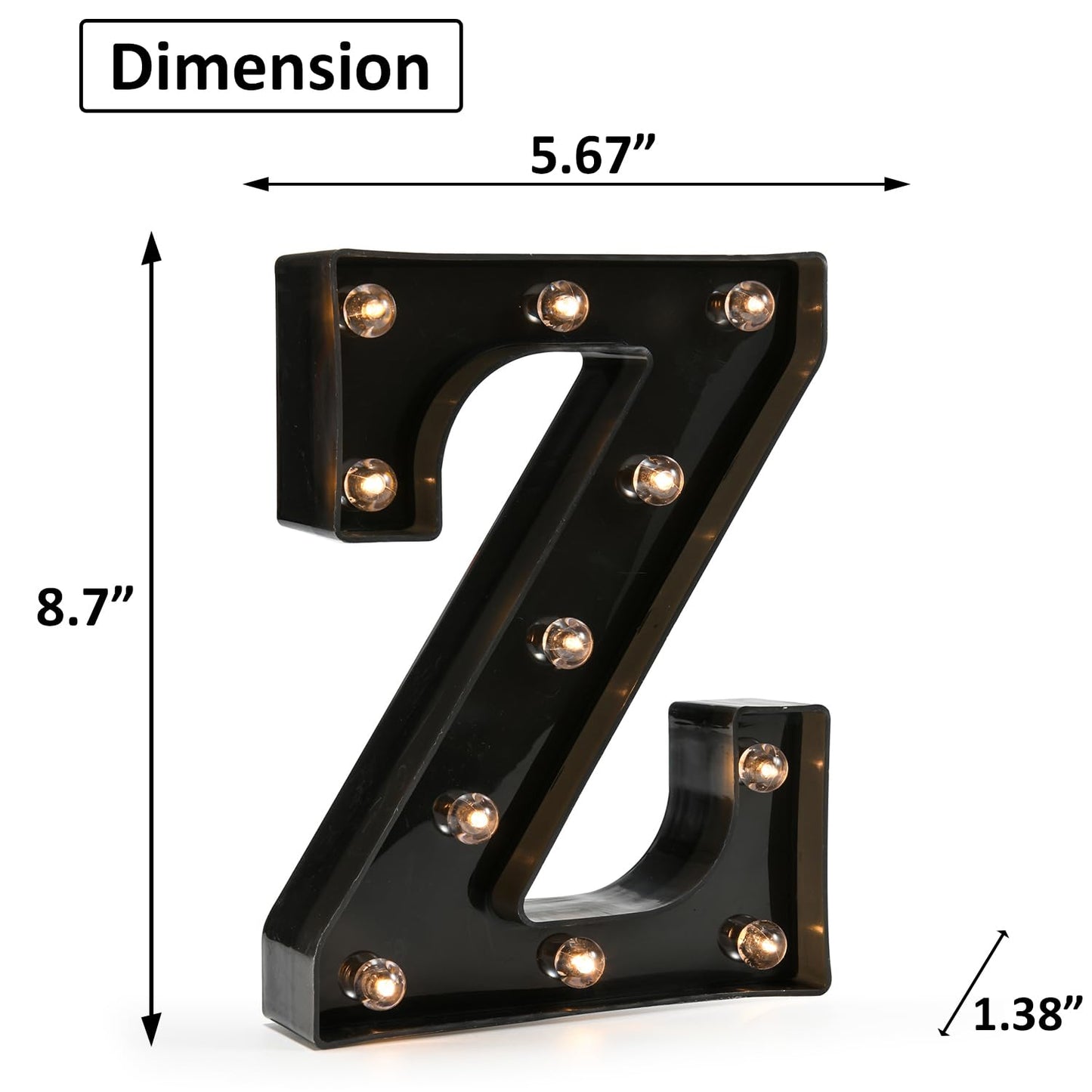 OYCBUZO Light Up Black Alphabet Marquee Letters Sign LED Marquee Number Lights Sign for Night Light Home Bar Christmas Lamp Birthday Party Wedding Decoration Z