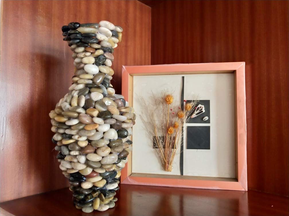 OUPENG Pebbles Polished Gravel, Natural Polished Mixed Color Stones, 0.5-1.2 inch Small Decorative River Rock Stones 5 Pounds (80-Oz)