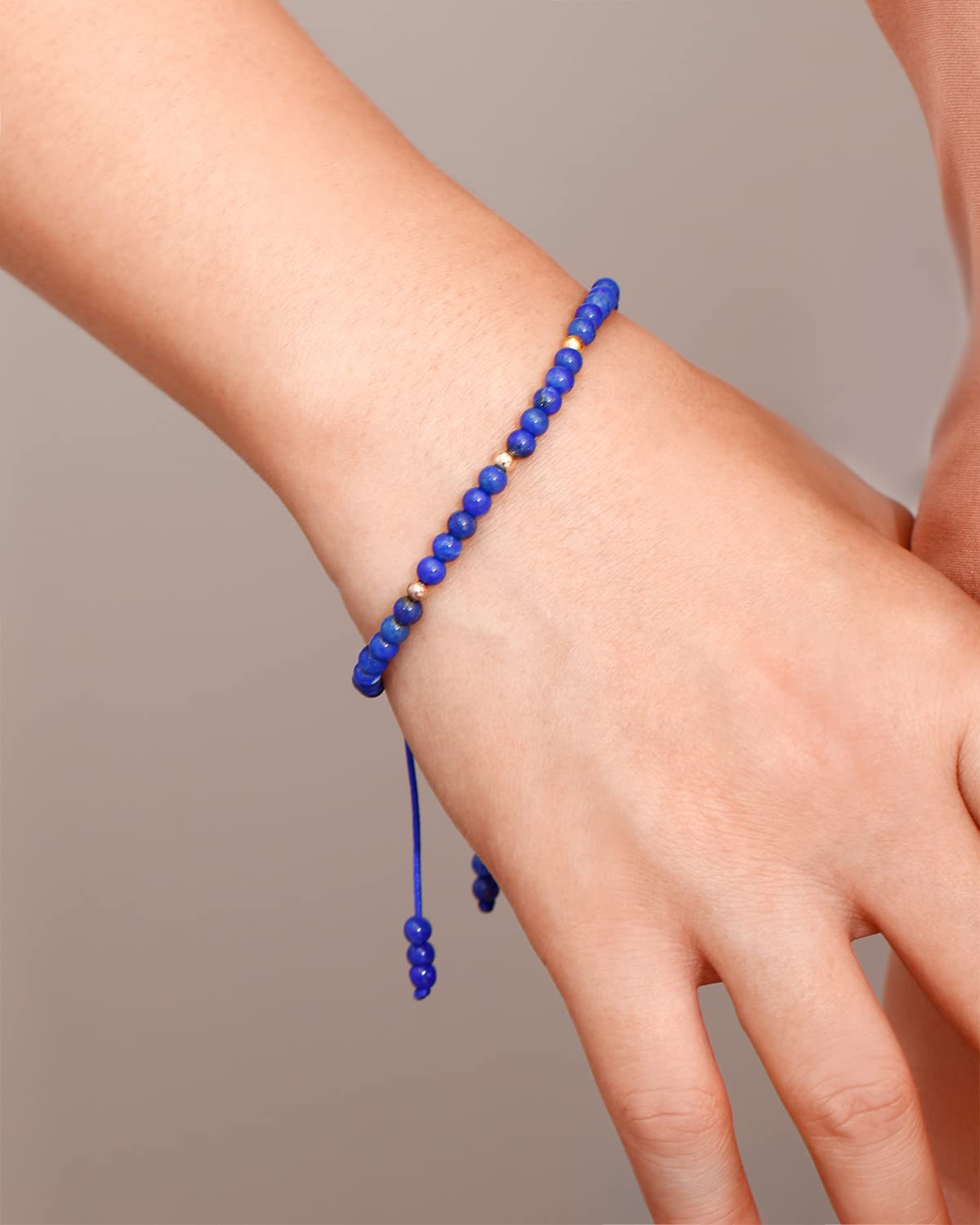 Jewever Gemstone Bracelet for Women Crystals and Healing Stones Beaded Stone Chakra Bracelets Healing Energy Crystal Jewelry Gifts Adjustable 4mm (Lapis Lazuli)