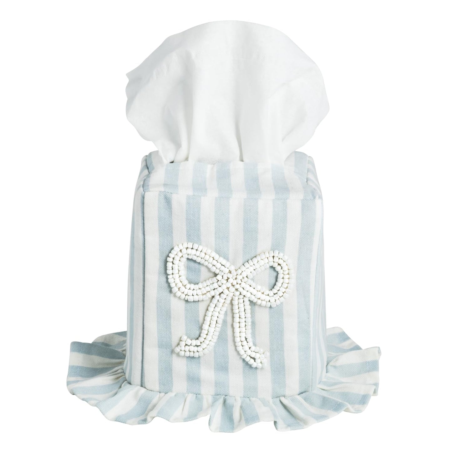 Mud Pie Fabric Stripe Bow Tissue Box