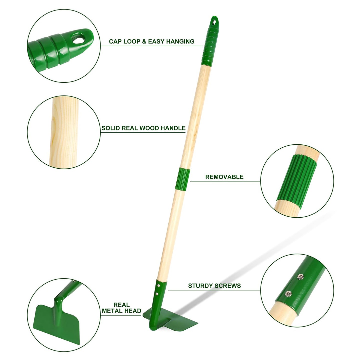 Duckura Kids Gardening Tools Set - 10pcs Wheelbarrow Set for Kids with Shovel, Rake, Leaf Rake, Summer Outdoor Yard Digging Weed Toys, Easter Birthday Gifts for Boys Girls Age 2 3+ Years(Green)