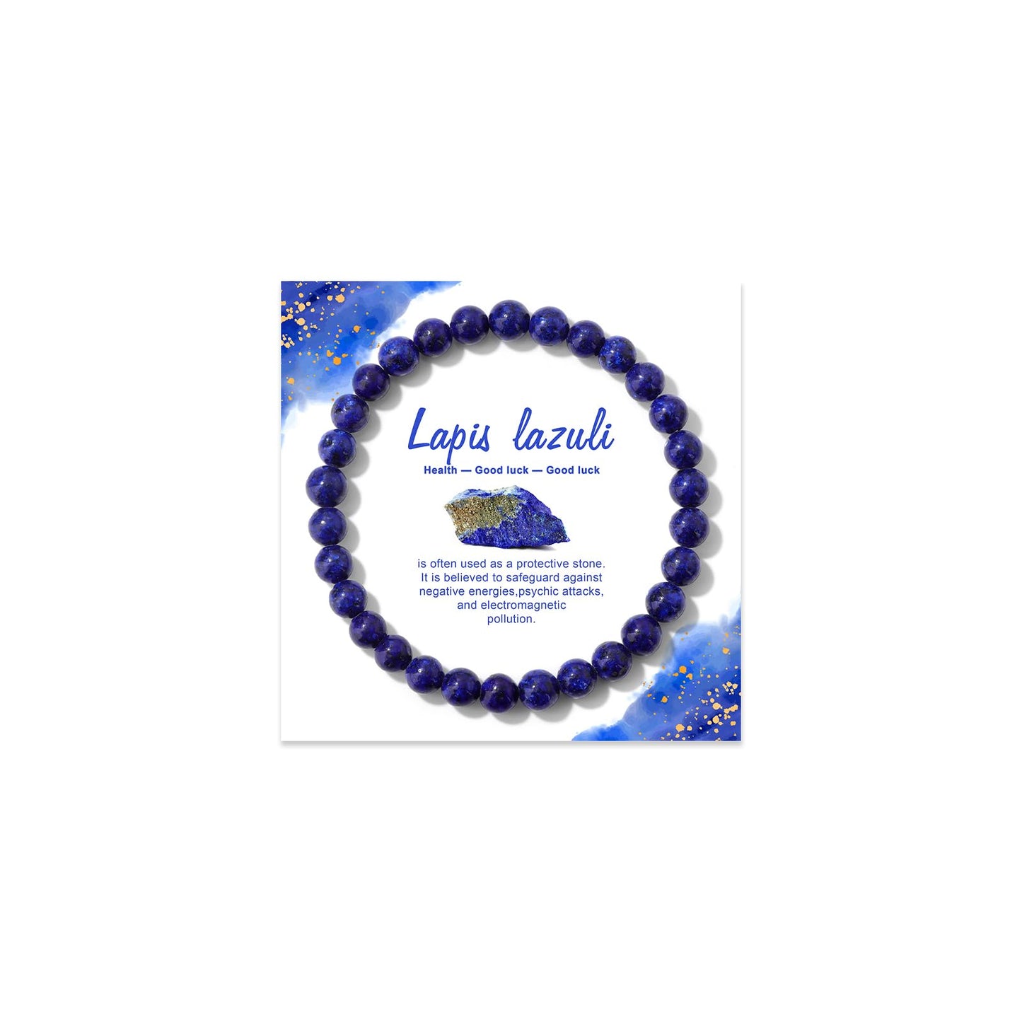 AUMRET Lapis Lazuli Bracelet For Men-6mm Stretch Beaded Anxiety Bracelet Gifts For Women Birthday Valentine's Day Mother's Day Christmas