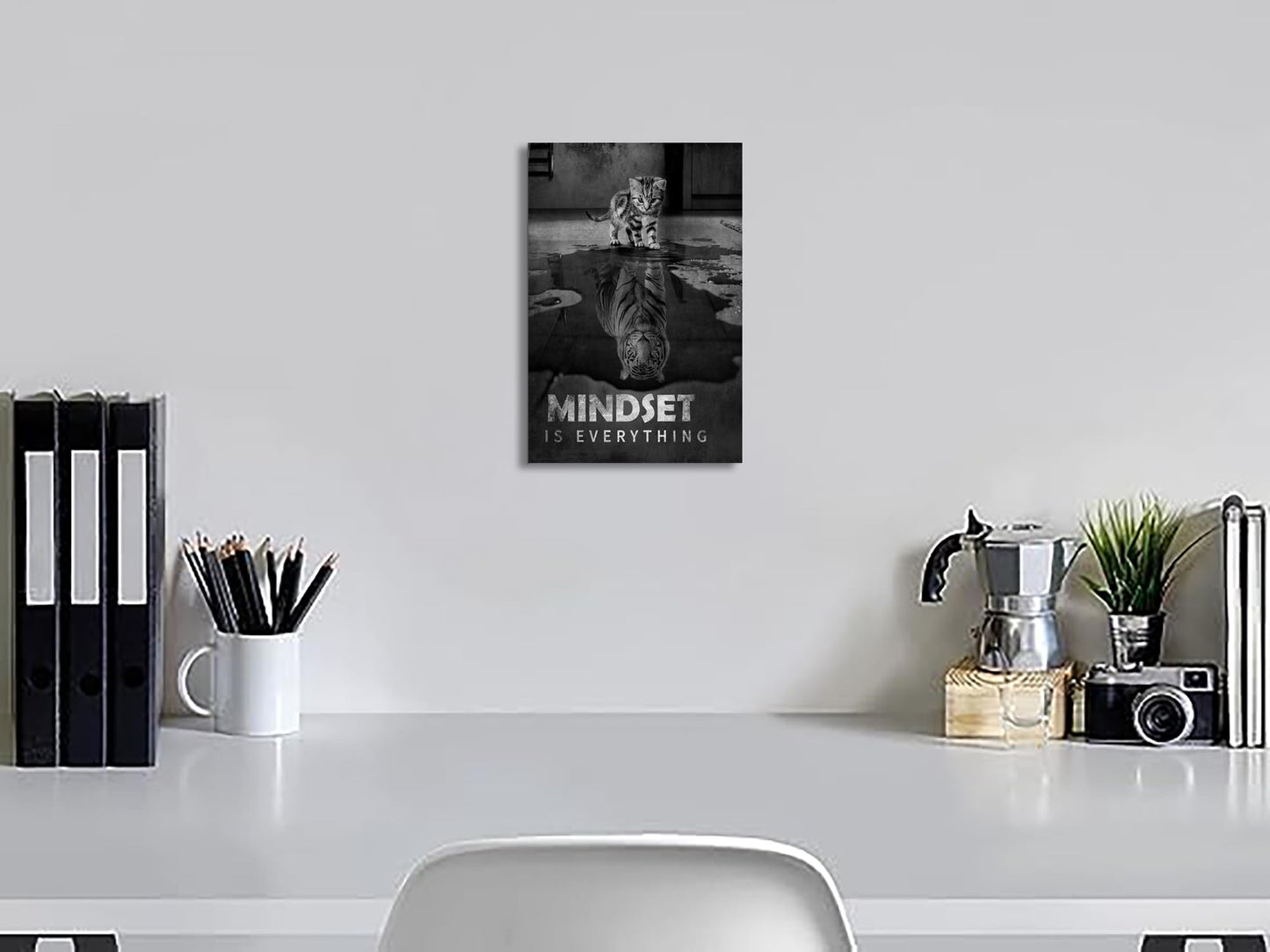 Inspirational Canvas Prints Cat Tiger Wall Art Mindset Pictures Motivational Quotes Animal Poster for Office Decor Framed Ready to Hang 20x30inches