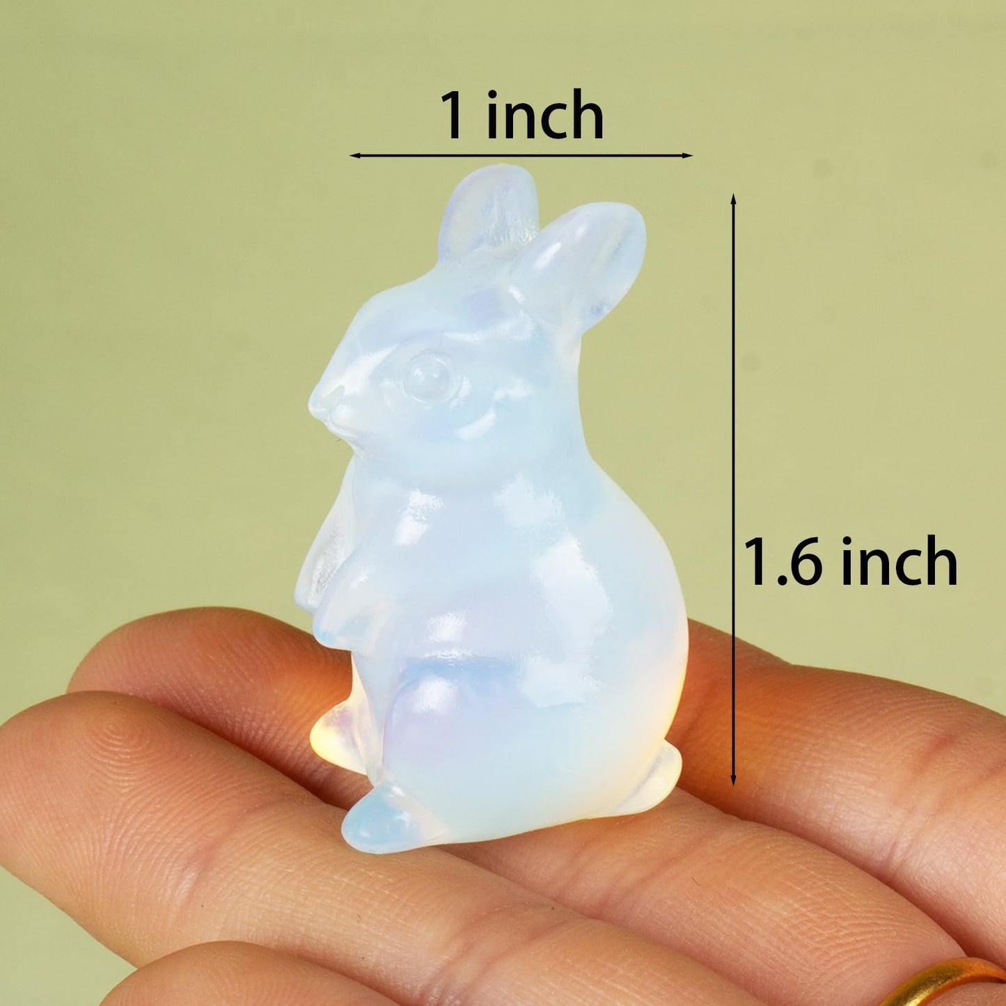 QLRSUXN White Opalite Bunny Figurine,Hand-Carved Rabbit Statue for Home Decor,1.6" Healing Crystal Desk Ornament,Easter Gift for Women Men,Lucky Feng Shui Charm for Office,Cute Animal Spirit Totem