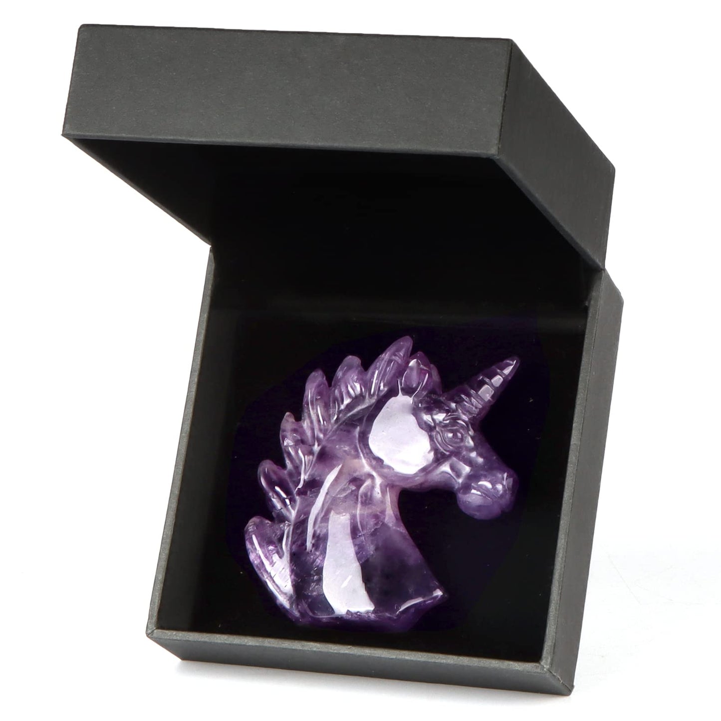 Artistone 3" Amethyst Crystal Unicorn Statue Hand Carved Gemstone Purple Unicorn Horse Stone Animal Carvings Collectible Figurine Reiki Meditation Desk Home Decor Gift