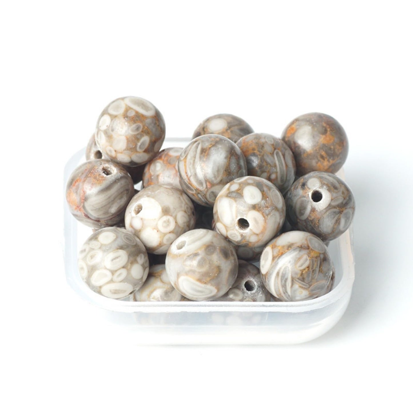 100Pcs Natural Stone 8mm Maifanite Round Loose Gemstone Energy Healing Beads Hole Size 1mm DIY Smooth Beads for Bracelet Necklace Earrings Jewelry Making
