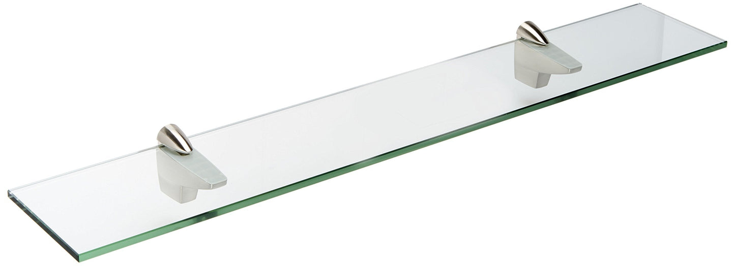 Spancraft Glass F-12x24-Brushed Steel Falcon Glass Shelf, Brushed Steel, 12" x 24"