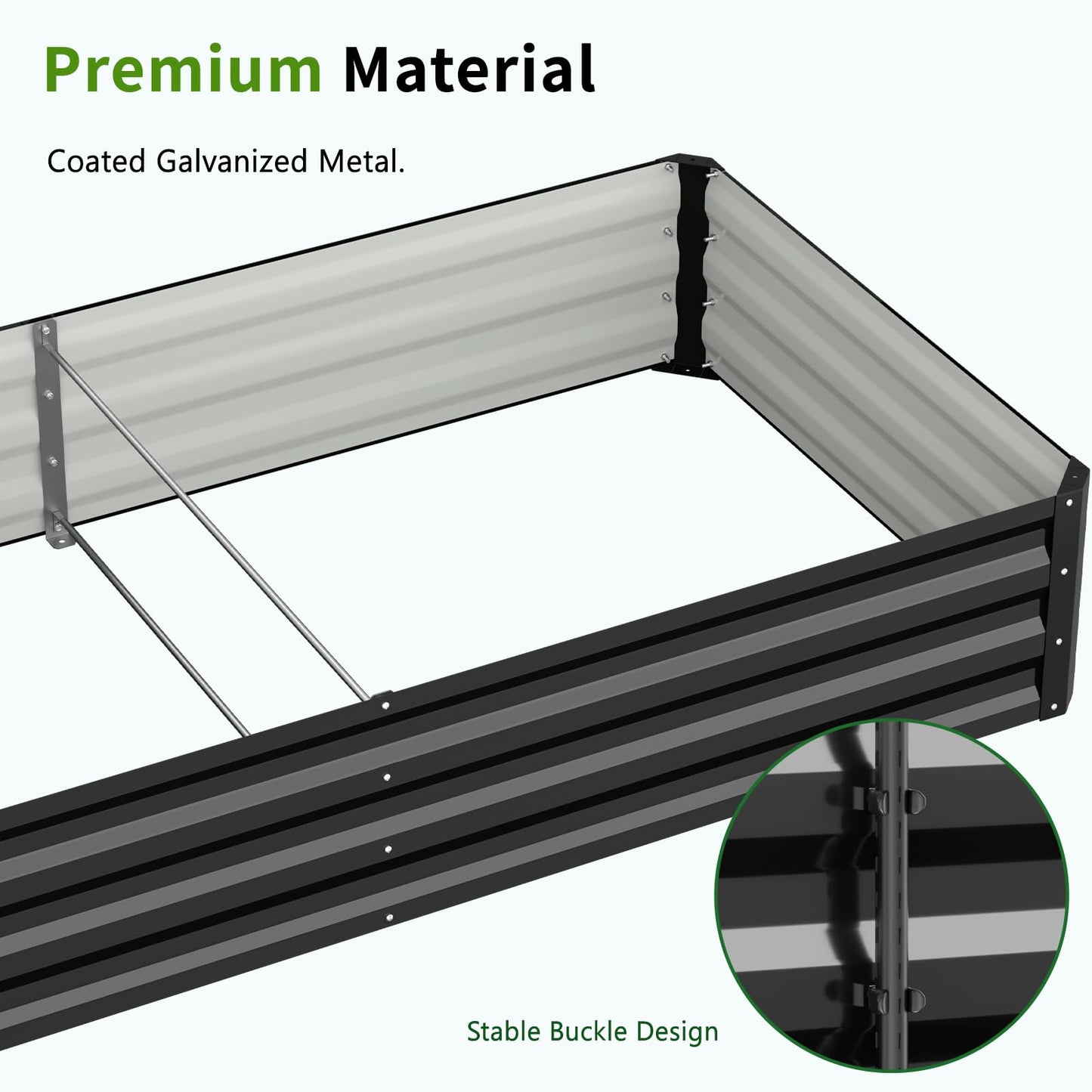 DoCred Galvanized Raised Garden Bed with 87" H Arch Trellis for Climbing Plants, Raised Outdoor Planter Garden Box with Climbing Netting for Gardening, Climbing Vegetables, Flower, Black