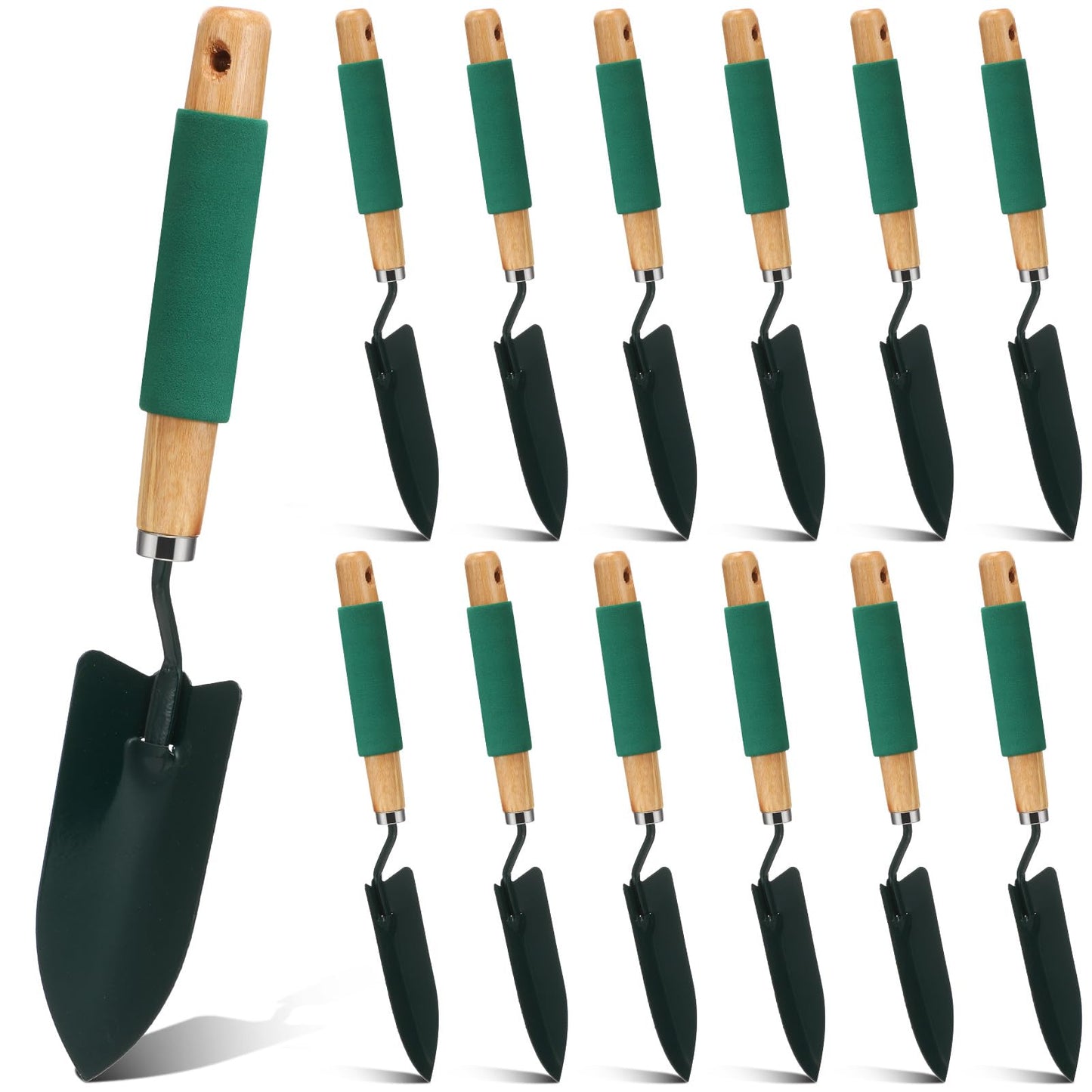 Lasnten 12 Pcs Small Gardening Tool Shovel Digging Trowel Wood Handle 14 Inch Garden Flower Planting Tool for Community Lawn Farm Flower Seed Plant Planting Weeding Indoor Plant Care