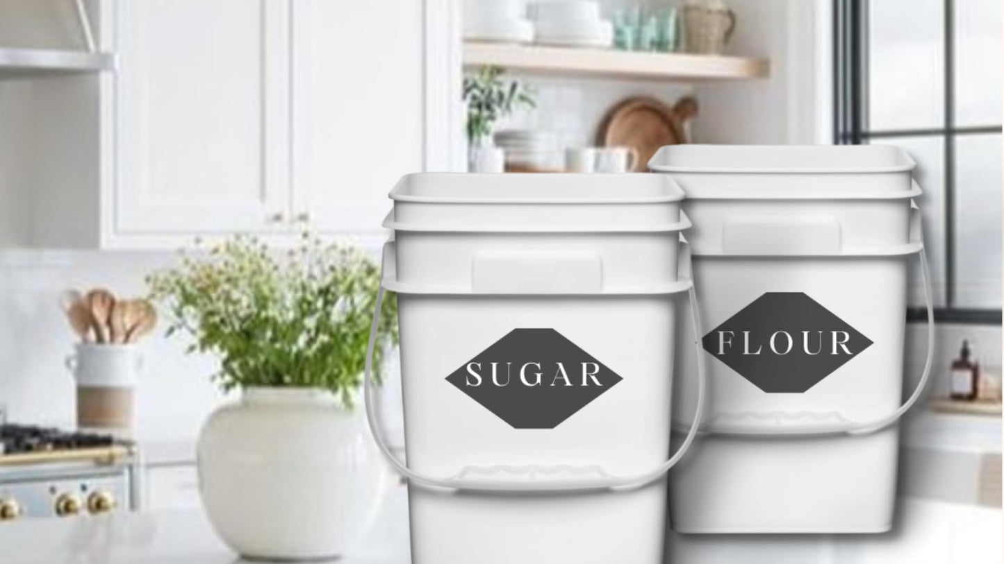 House Naturals 4 Gallon Square Food Grade Bucket Pail with Lid (Pack of 4) Made in USA containers