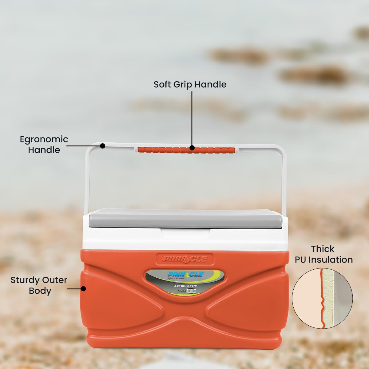 Pinnacle 4.5-11 Liter Insulated Cooler Lunch Box Set Portable Camping/Picnic Hard Cooler –Coolbox Keeps Cool for 48 hrs. with Ice Retention–Heavy Duty Cooler for Beach, Grill, Tailgating, Small -med