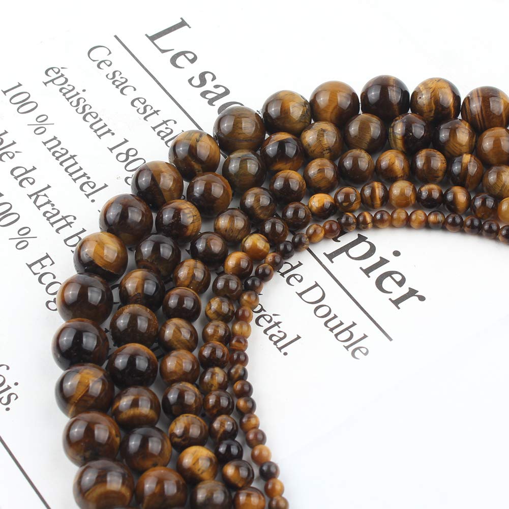 NITOPUPU 10mm 37pcs Yellow Tiger Eye Natural Stone Beads for Jewelry Making Supplies, Round Crystal Beads for Bracelets Necklace DIY Crafts