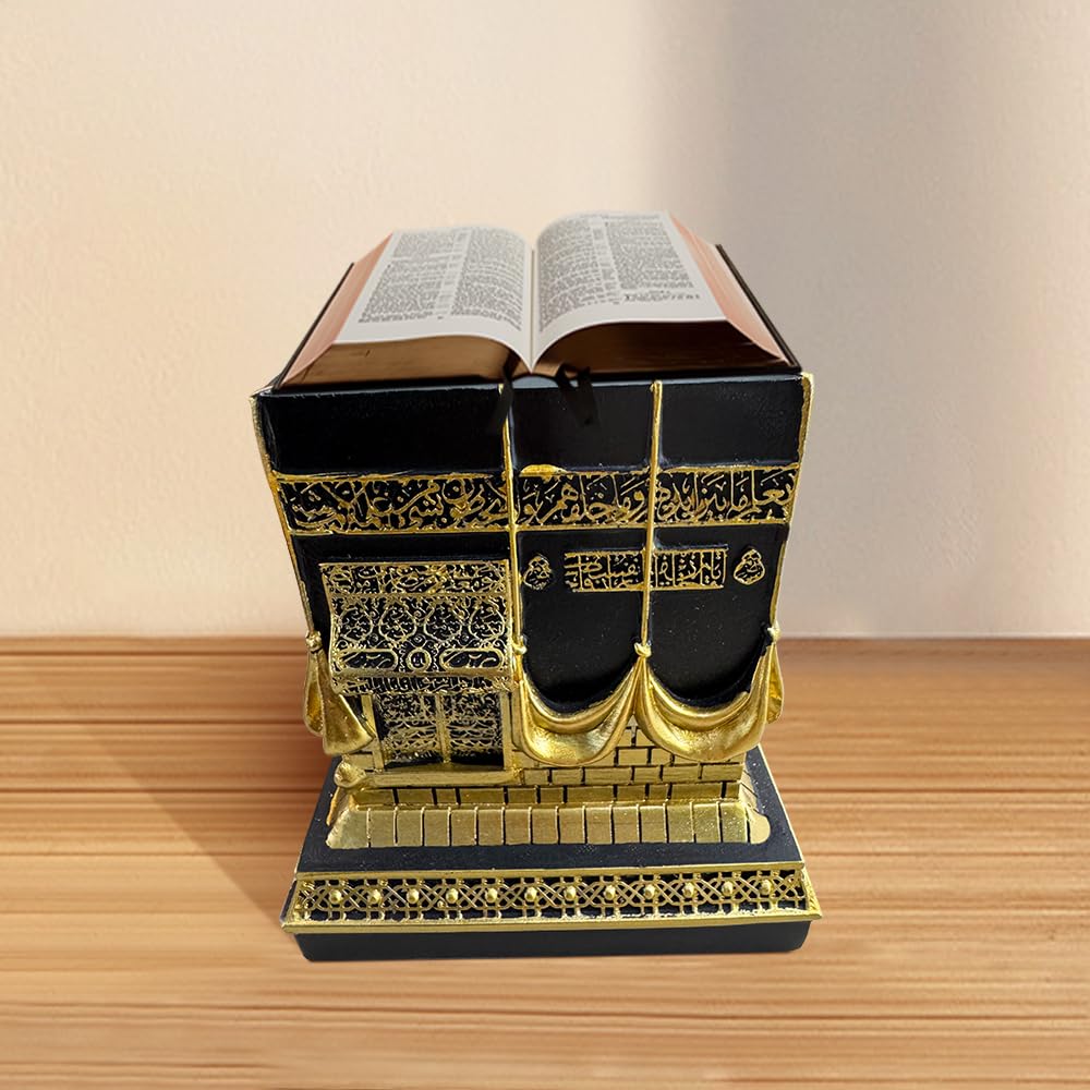 Will Art Museum Islamic Kaba Replice Model, Muslim Turkish Home Table Decorations Perfect Islamic Ramadan Showpiece Eid Gifts Bookend Gold Plated Traditional Home Table Fireplace Decor