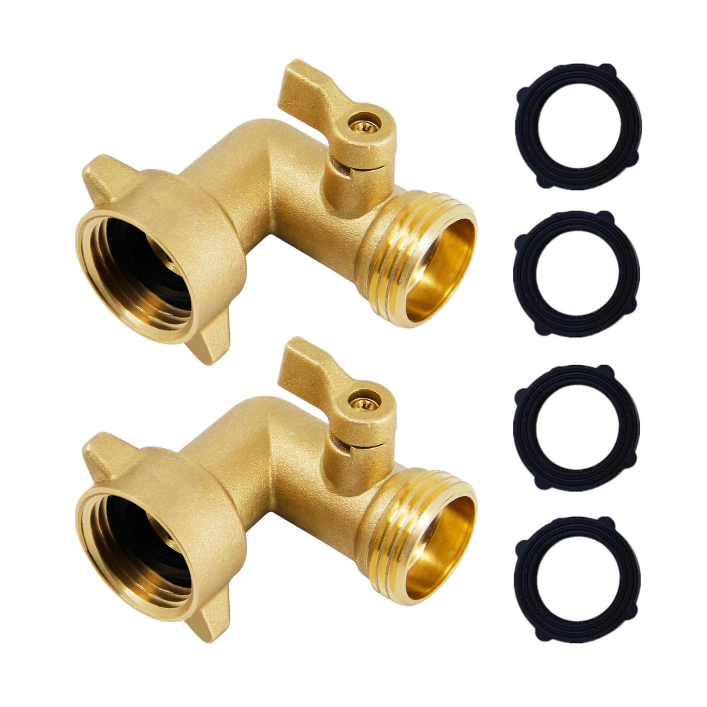 EZtar 90 Degree Garden Hose Elbow with Shut Off Valve - RV Water Hose Connector Brass Fitting for Tight Spaces (Elbow)