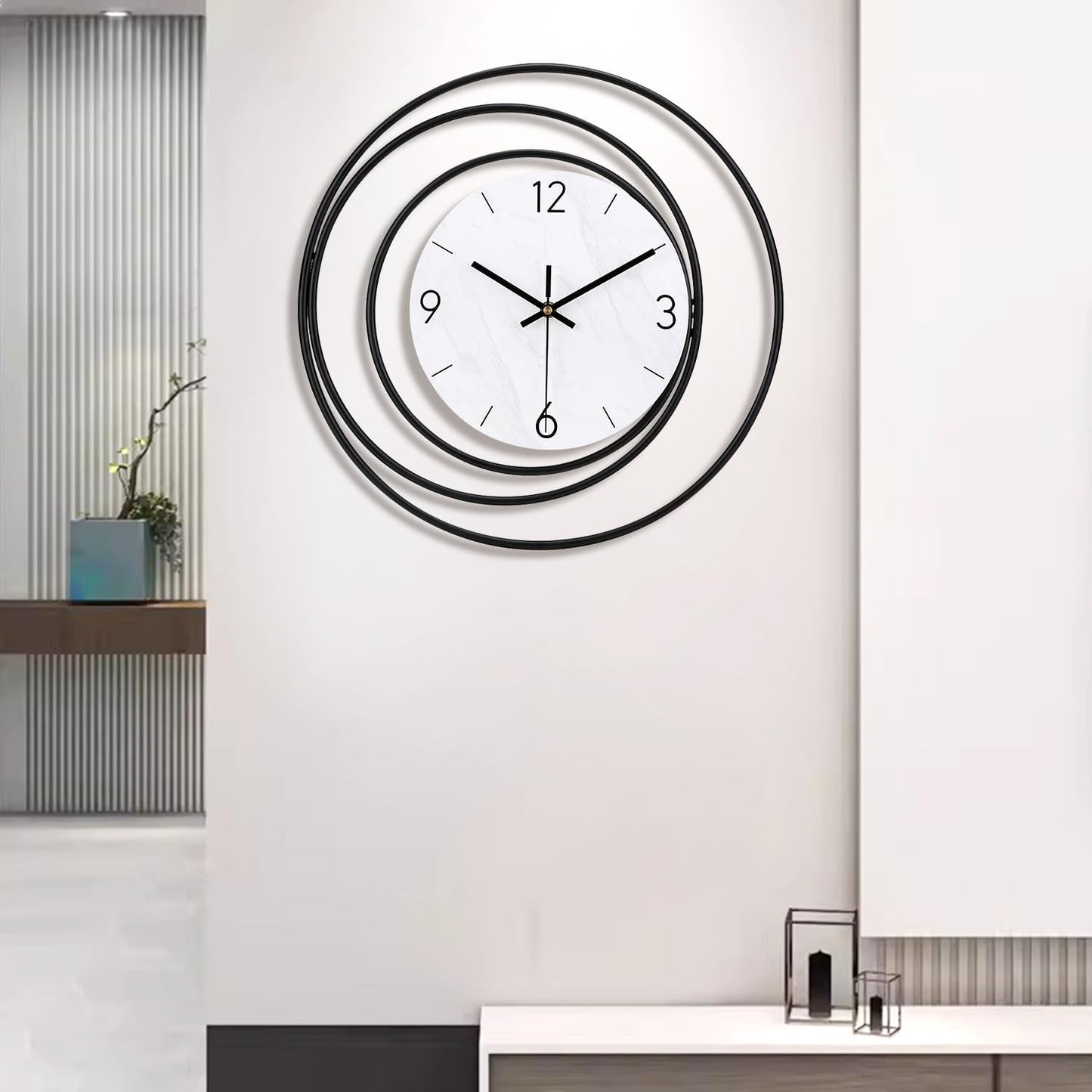 Dankeit Decorative Wall Clock,Silent Non-Ticking Quality Quartz Movement Battery Operated,Large Wall Clocks for Living Room Kitchen Home Bathroom Bedroom Wall Decor,16x16inch,White