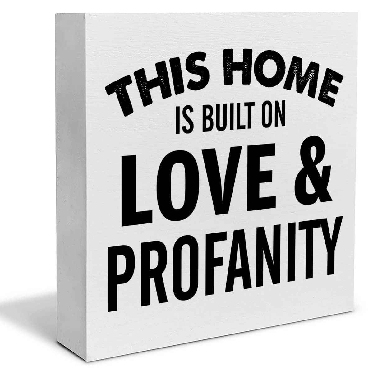 This Home is Built on Love Decorative Wooden Box Sign Home Family Wood Block Plaque Decor Modern Shelf or Wall Display for Living Room Bedroom