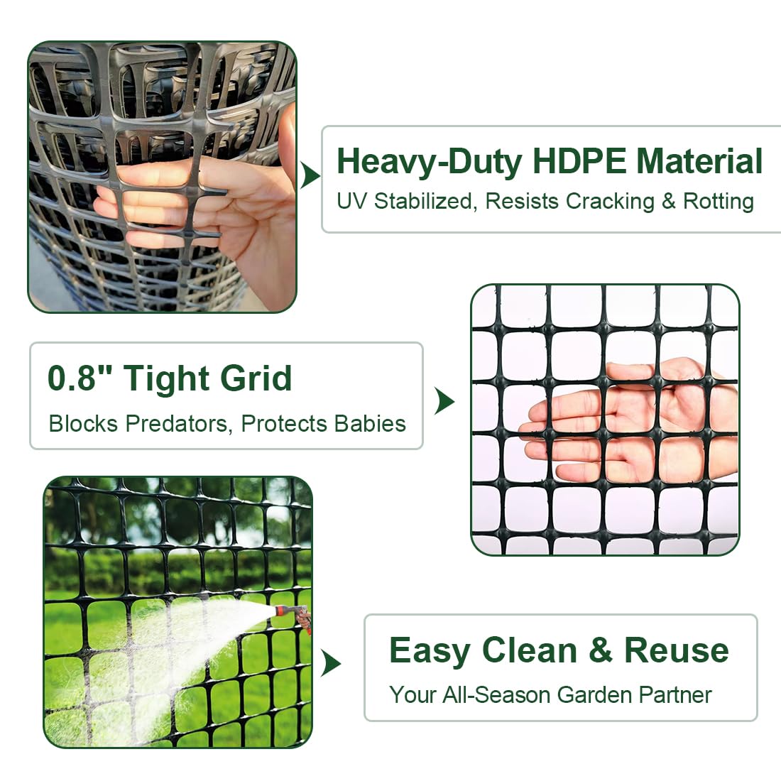 DOLEMODUO Heavy Duty Plastic Fence Roll 39" x 50' - 0.8x0.8 Inch Chicken Wire Mesh, Reusable Fencing for Garden, Rabbit/Poultry Protection, Balcony & Plant Defense (Black)