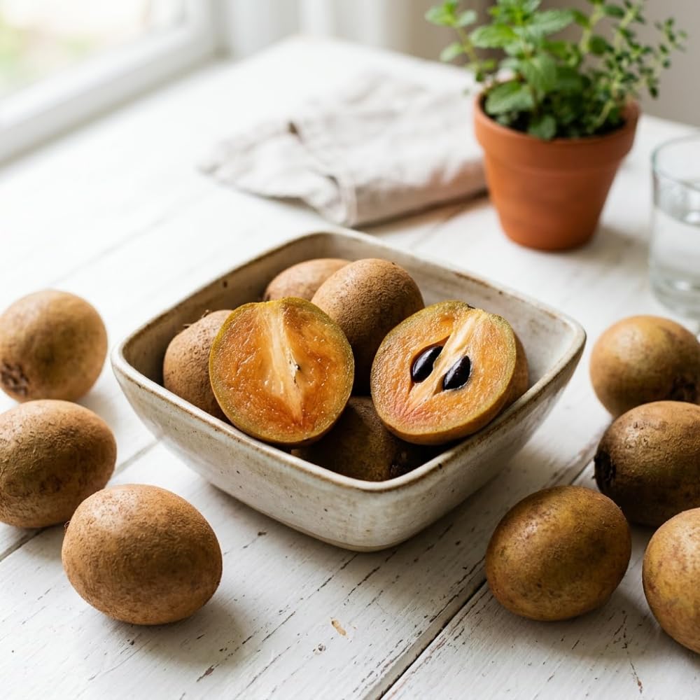 Sapodilla Tree Live Plant, Sapodilla Plant, Sweet Brown Tropical Fruit Tree, 3 Gallon Pot, 2-3 Feet Tall, Ideal for Backyard, Edible Garden, No Ship to CA