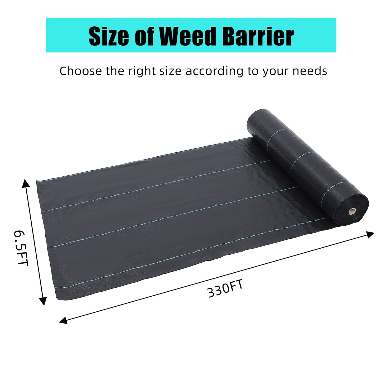 PeakPursuit 6.5ft x 330ft Premium Weed Barrier Landscape Fabric, 3.2 oz Heavy Duty, Weed Control Fabric, High Permeability, Good for Flower Bed, Driveway Fabric and Ground Cover