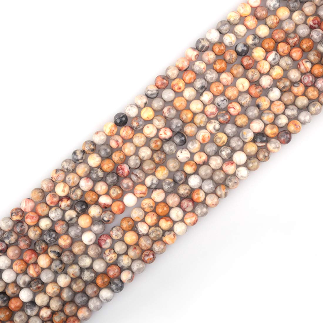 ICAI Beads 10mm Natural Crazy Lace Agate Gemstone Round Loose Stone Beads for Jewelry Making DIY Crafts Design 1 Strand 15" APPR.34-36pcs