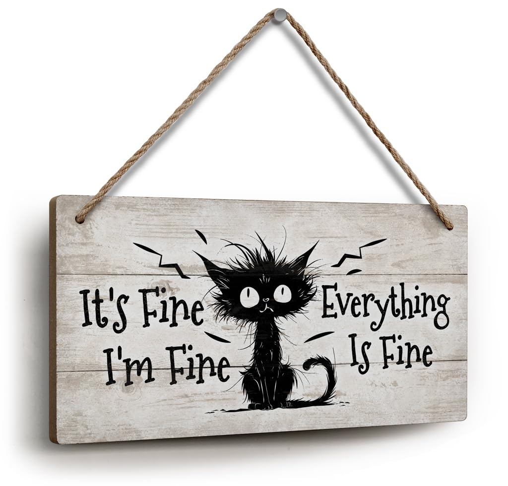 YZEXEZY It's Fine I'm Fine Everything is Fine Sign 6"x12"Funny Home Office Wall Decor Cute Inspirational Gift for Work, Office, Christmas