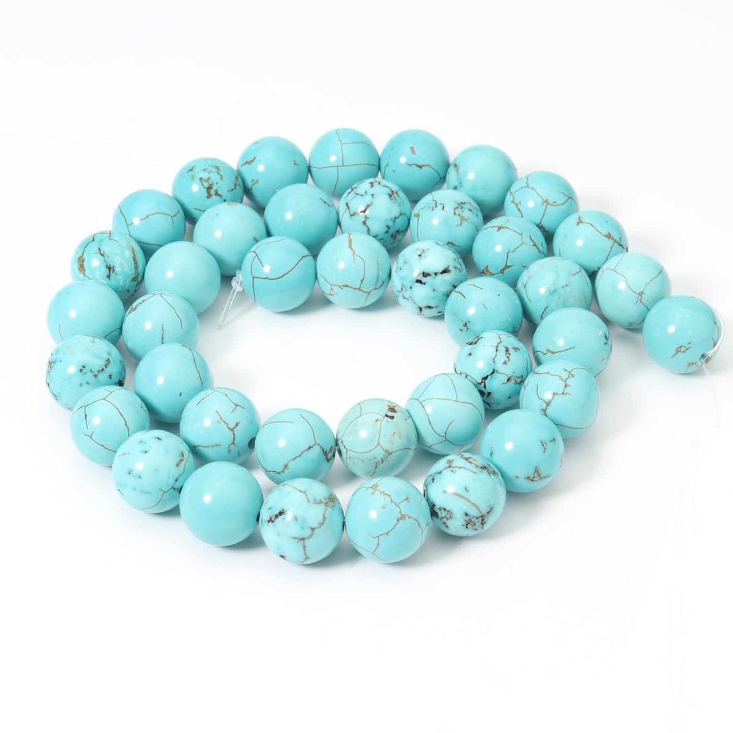 Siomia 60pcs 6mm Natural Blue Turquoise Gemstone Beads Energy Healing Crystal Round Loose Stone Beads for Jewelry Making, DIY Bracelets Necklaces