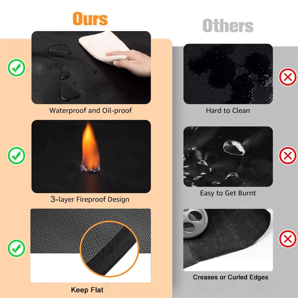UBeesize Large 65 x 48 inches Under Grill Mat for Outdoor Grill,Double-Sided Fireproof Grill Pad for Fire Pit,Indoor Fireplace Mat Fire Pit Mat,Oil-Proof Waterproof BBQ Protector for Decks and Patios