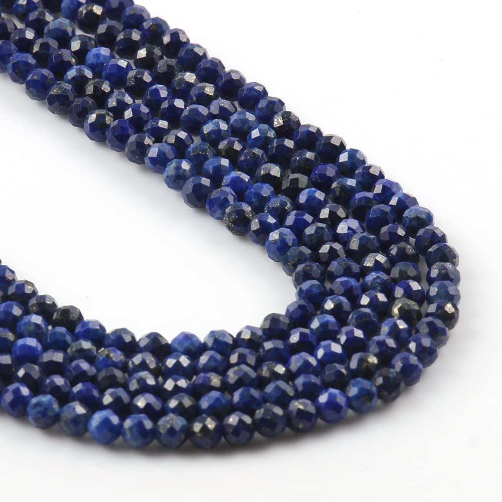 Song Xi 120pcs 3mm Natural Dark Lapis Lazuli Gemstone Beads Faceted Round Loose Stone Beads for Jewelry Making