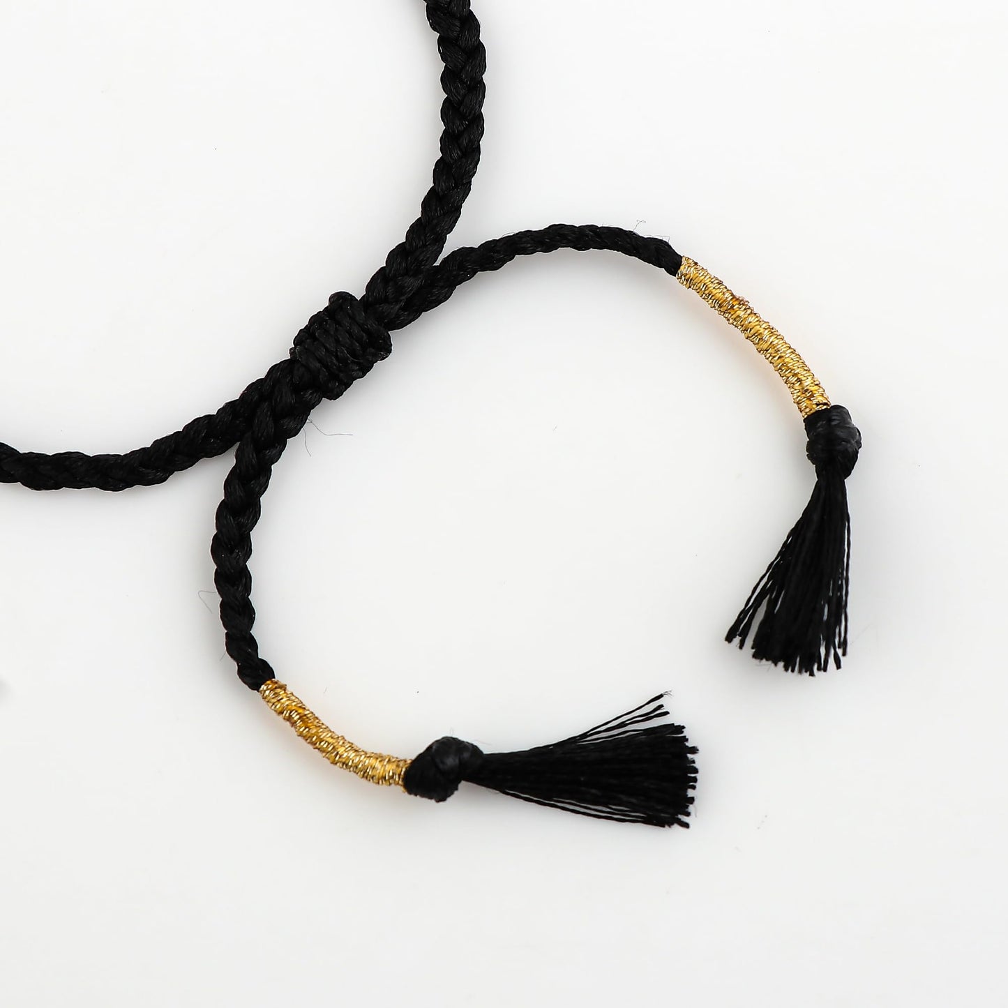 GEMSYMPHONY Black Rutilated Gemstone Beads Braided Bracelet – 3.5mm Natural Stone Beads, Handmade Adjustable Braided Rope Bracelet, Healing Crystal Jewelry for Men & Women, Unisex Boho Gift