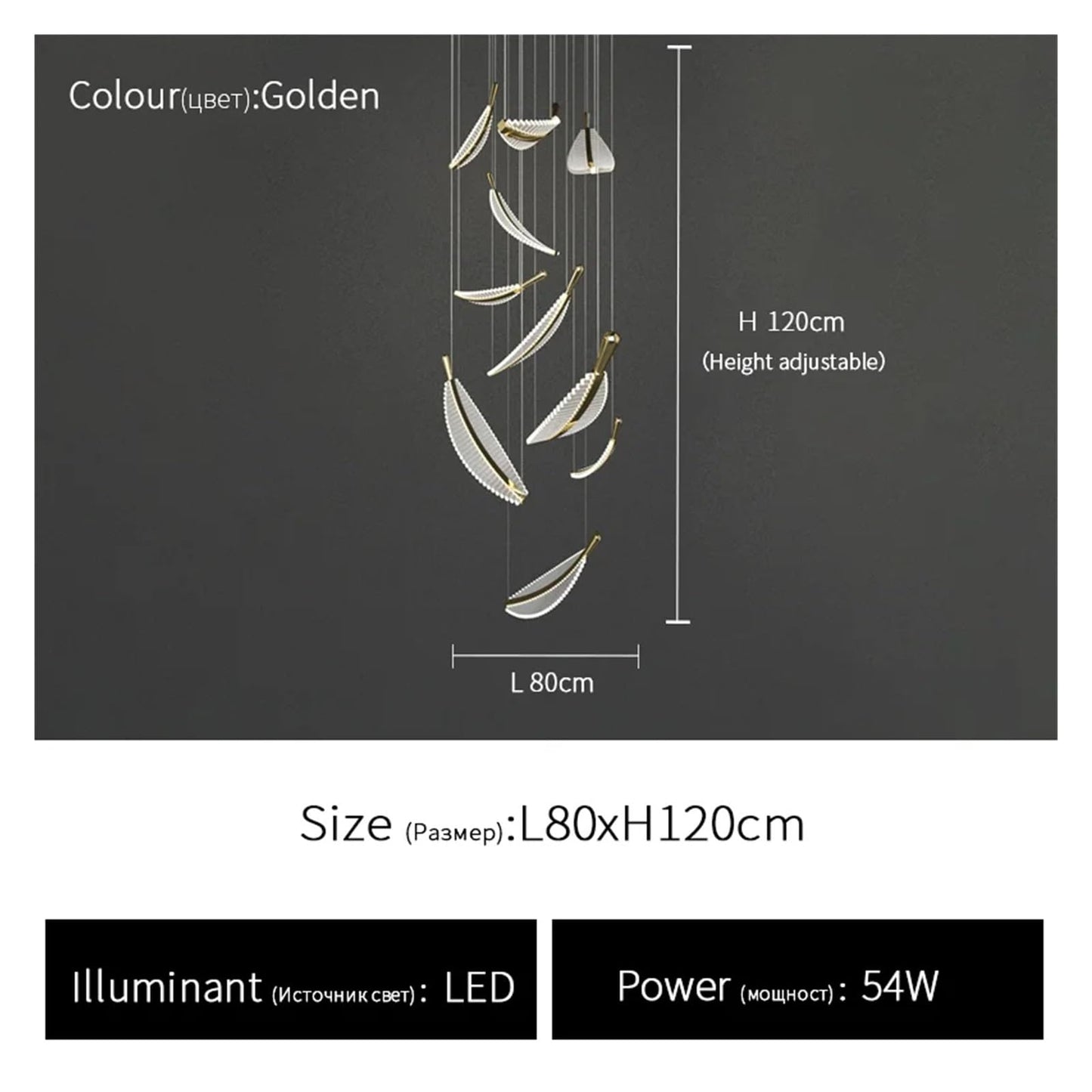 SXYH Rotating Staircase Chandelier attic Duplex Living Room Villa Hanging Long Chandelier Decoration,LED Chandelier Ceiling, 10 heads