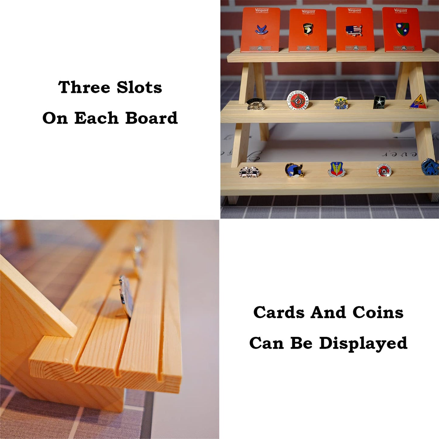 LUBANHAND 3 Steps Display Riser 2pcs Earring Display Stands Showcase Cascading Merchandise Organizer Tray Vendor Display Supplies for Tabletop Shows Solid Wood…