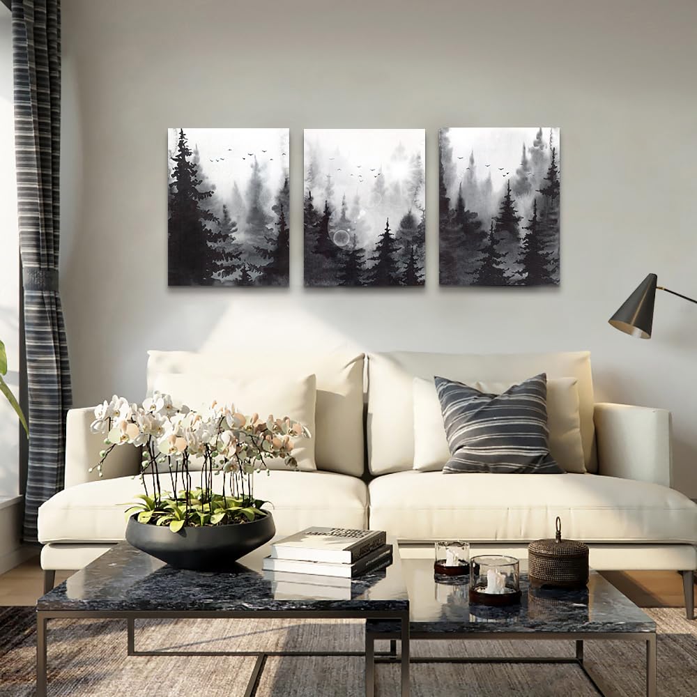 DZRWUBHS Wall Art for Living Room Black and White Wall Decor For Bedroom Bathroom Family Decoration Hang Pictures Kitchen Office Abstract Wall Painting Modern Framed Canvas Wall Art Prints 12x16 in