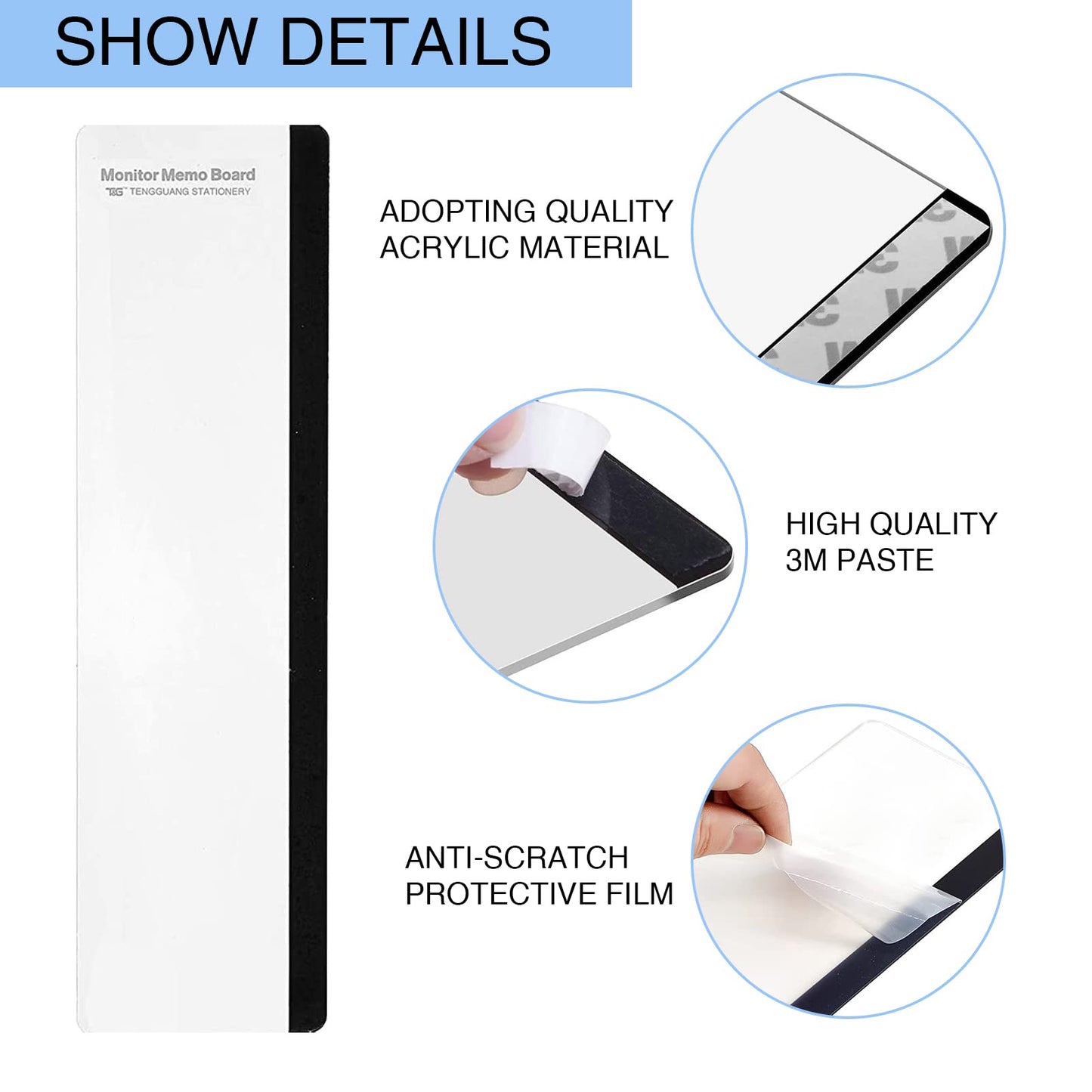 Office Desk Accessories 2pcs Multifunction Computer Monitor Memo Board - Transparent Computer Side Panel Memo Creative Monitor Side Panel Suitable for Office Home Desktop