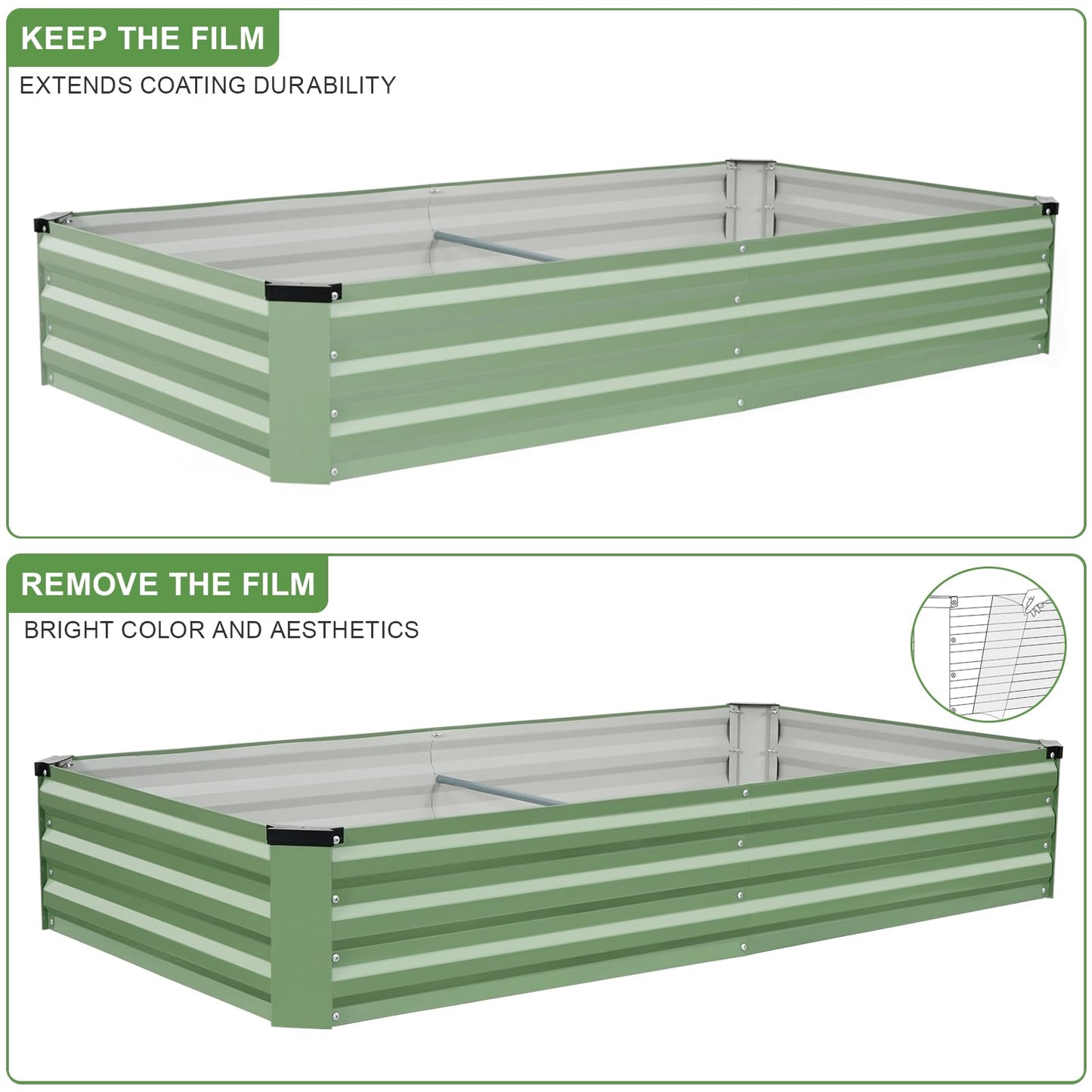 Galvanized Raised Garden Bed Outdoor | Metal Raised Garden Bed for Gardening 2Pack | Large Planter Box for Vegetables Flowers Fruits | Easy Assembly & Safety Design Flower Beds 6x3x1ft Olive Green