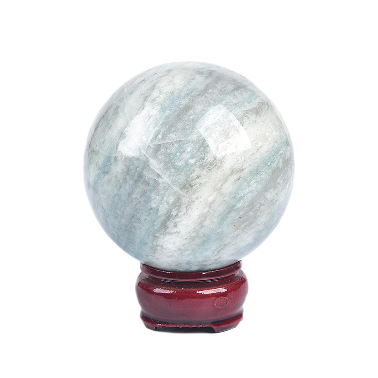 JIC Gem Natural Trolleite Crystal Ball Sphere Blue Healing Crystal Gemstone Ball with Display Stand Home Decor Meditation Grid Energy Balance (70-80mm)