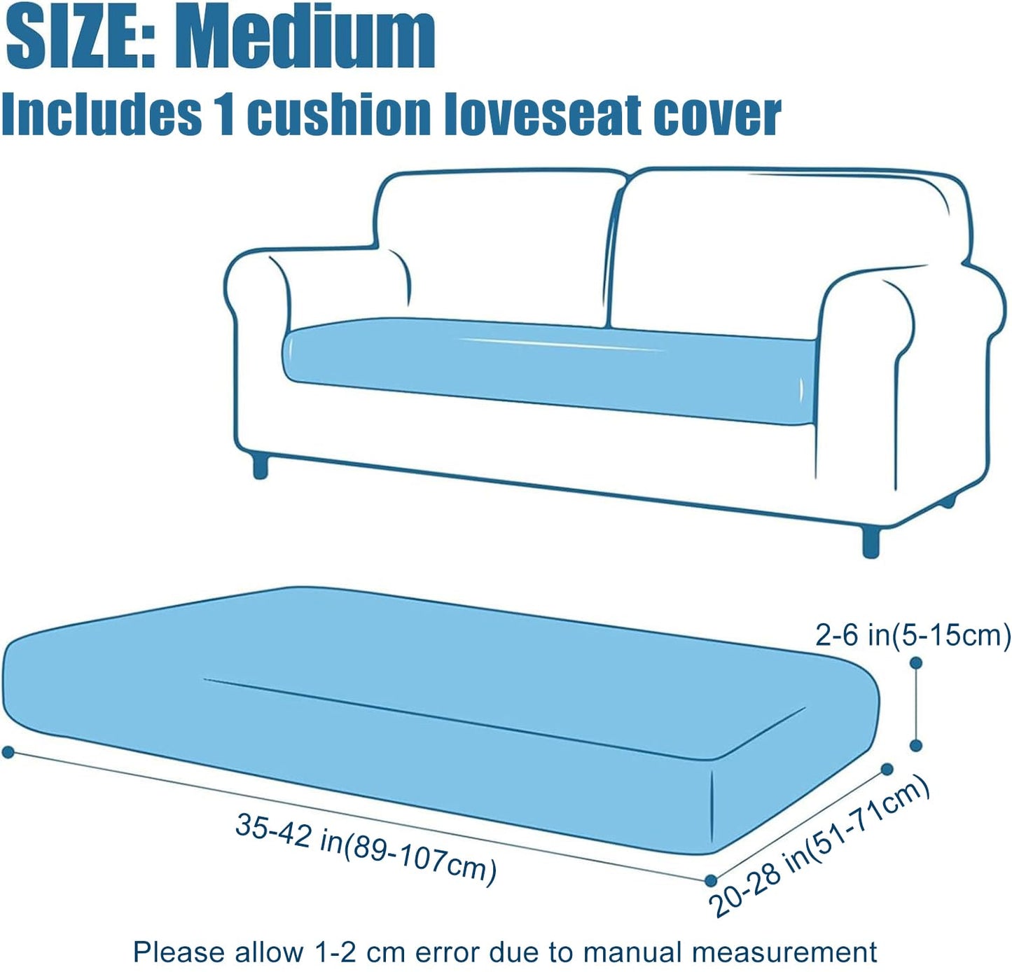Smiry Waterproof Couch Cushion Covers, Stretch Jacquard Thick Sofa Cushion Covers, Washable Seat Slipcover Elastic Furniture Protector for Pets, Kid (Medium, Navy)