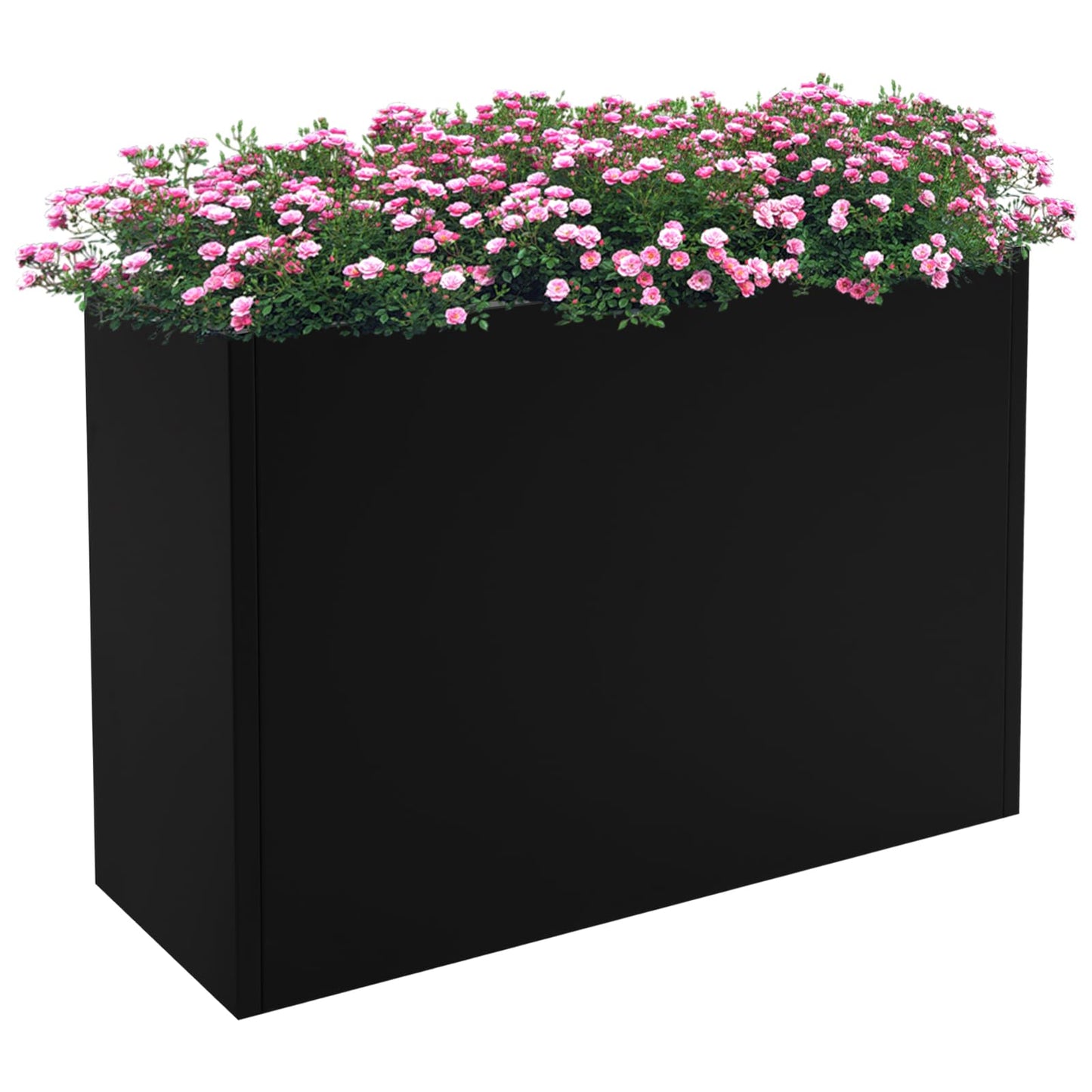 Lemoeyes Heavy Duty Steel Planter Box 38”x12”x24”, Tall Metal Cube Planter for Indoor Outdoor Plants, Garden Box with Drainage Holes & Reinforced Edges for Trees Flowers (Black, 38x12x24in)