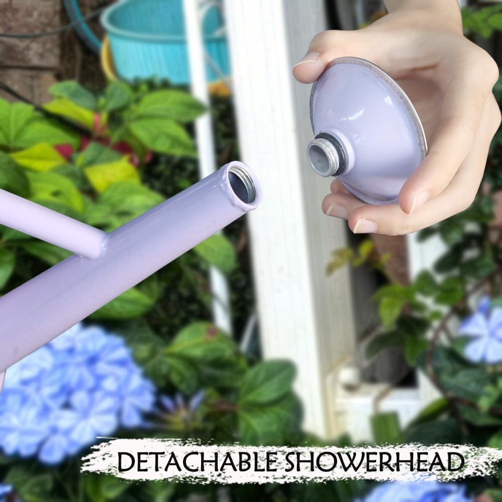 yourjoy Metal Watering Can, One Gallon Watering Cans Stainless Steel for Outdoor Indoor Garden Plants Watering (Stainless Steel Handle Purple)
