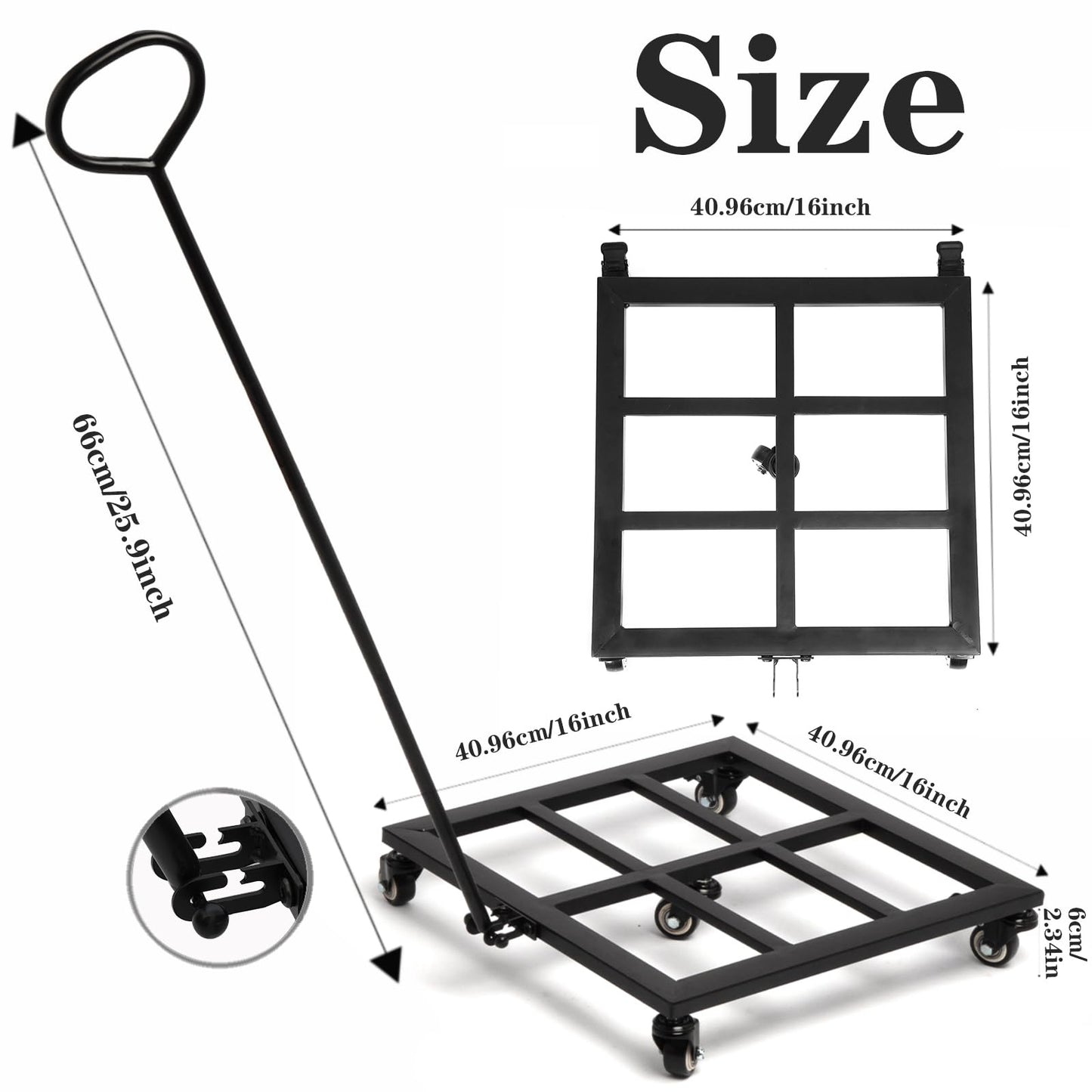 Goooxim Heavy Duty Plant Cart with Wheels - 16" Square Plant Stand with Locking Casters, 200lbs Capacity - Indoor Outdoor Metal Plant Rack on Rolling Dolly
